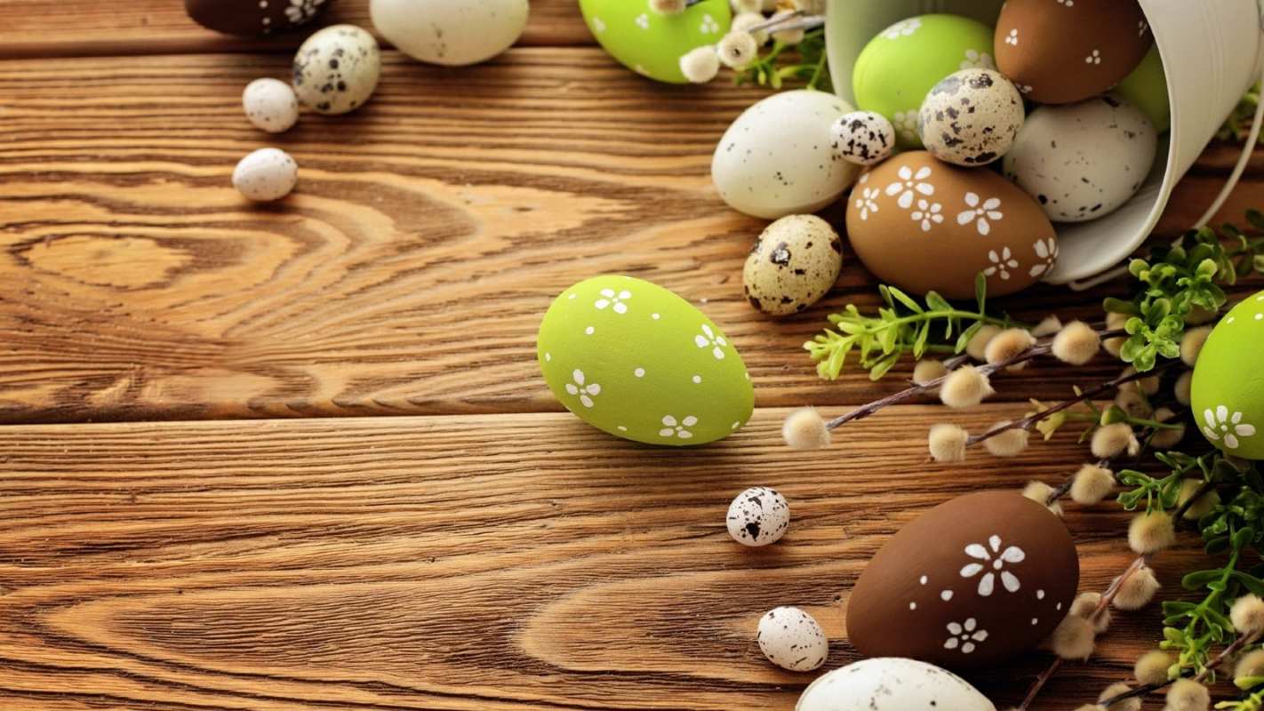 Открытка крашеные яйца и верба  пасха  Happy Easter 